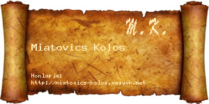 Miatovics Kolos névjegykártya